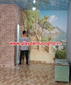 Giấy dán tường phòng ngủ xi măng
