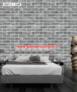 Giấy dán tường giả gạch phòng ngủ 7837-2